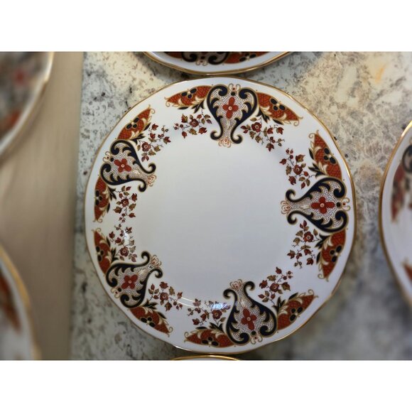 Colclough Bone China Tea Set For 6 Sugar Creamer Gold Trim Red & Black  England - Picture 6 of 13